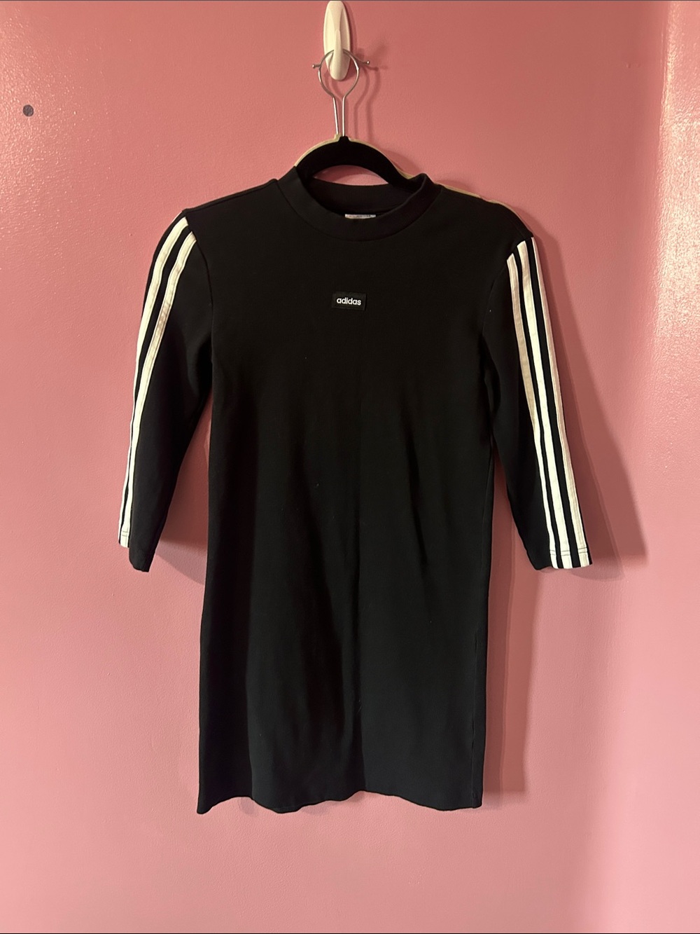 adidas Black Mini Dress with White Three-Stripes